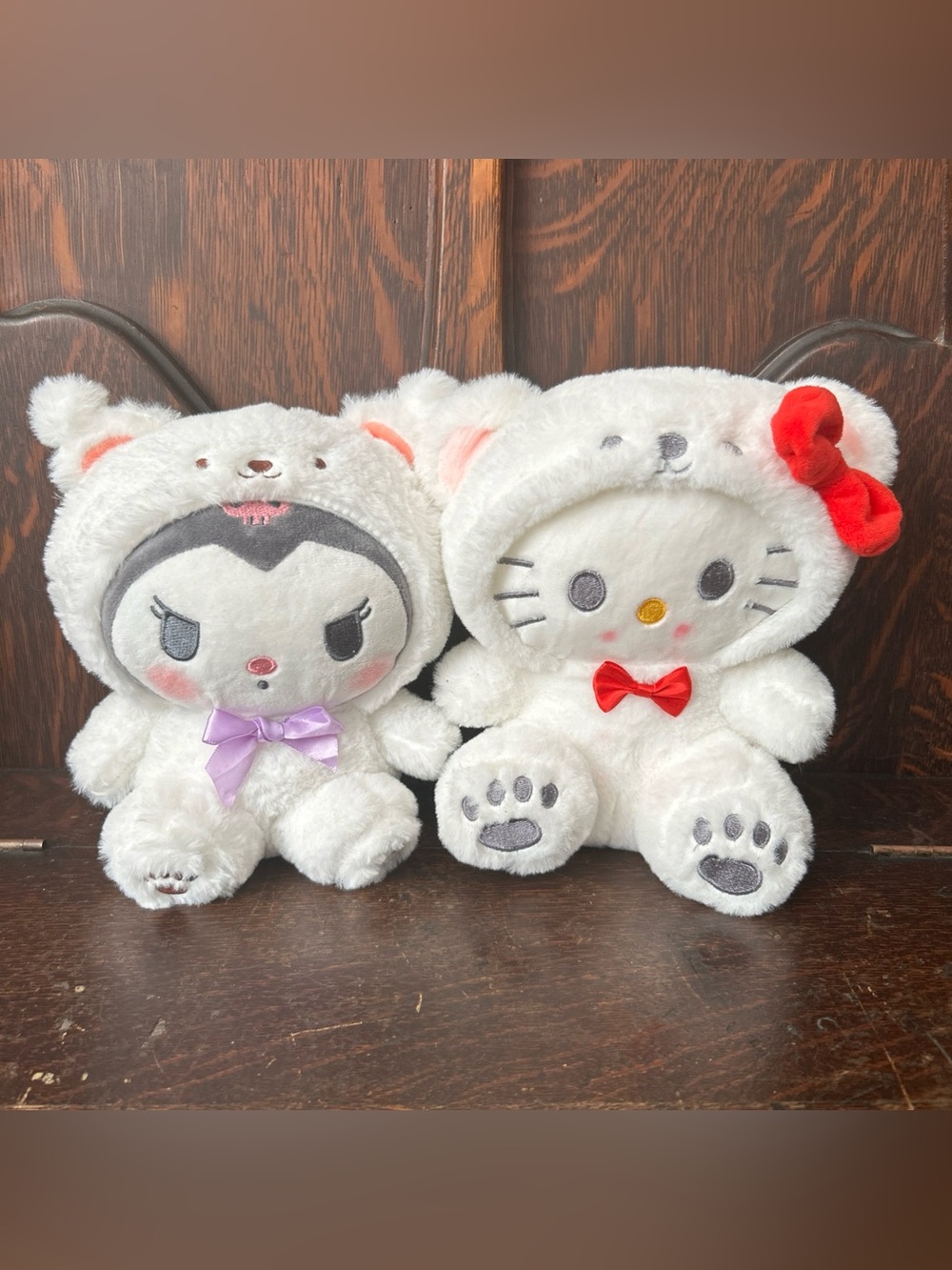 Lot Of 2 Sanrio hello kitty and kuromi Polar Bear plush Stuff Toy Cute